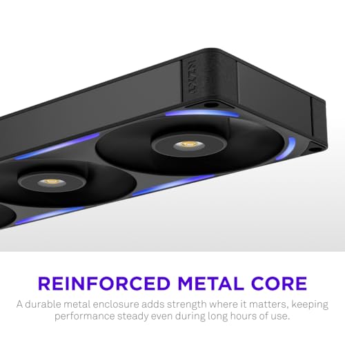 Image of NZXT F360X Performance Single-Frame Fan - 3X 120mm PWM RGB PC Case Fans - Max Airflow & Static Pressure - Low Noise - LCP Frame & Blades - Magnetic Fluid Dynamic Bearing - 30mm Thick - Black