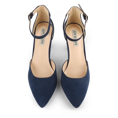 Image of JOY IN LOVE Closed Toe Heels Pumps for Women 3IN Stiletto Pointed Toe Ankle Strap Heels