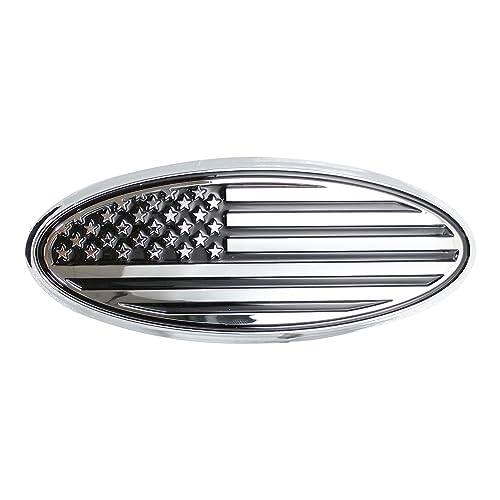 Image of Rear Tailgate Overlay Flag Emblem, 5 inch American Flag Badge Fits for Ford Bronco Sport 2020 2021 2022 2023 (Silver)