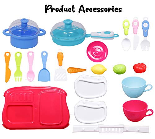 Image of Zest 4 Toyz Kitchen Set for Kids Girls Pretend Play Toys Portable Suitcase Cooking Set Role Play Toy 21 Pieces