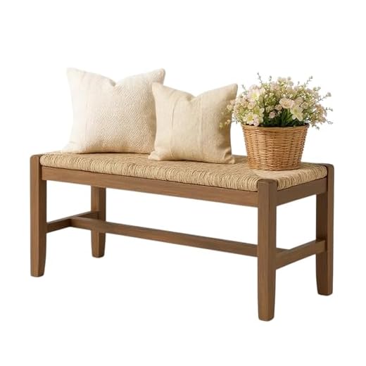 Alaterre Furniture Newport 40" Wood Bench with Rush Seat