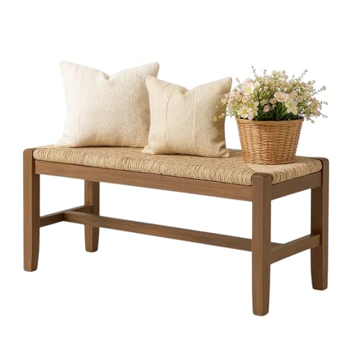 Alaterre Furniture Newport 40' Wood Bench with Rush Seat