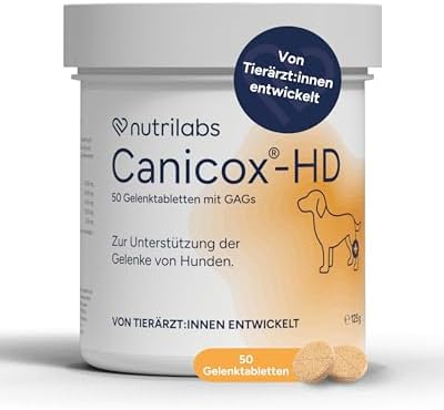 NutriLabs Canicox-HD Gelenktabletten für Hunde 50 Stk. - mit MSM, Chondroitin, Hyaluronsäure, Glucosamin & Teufelskralle - Gesundheitsprodukte für Hunde - Nahrungsergänzungsmittel