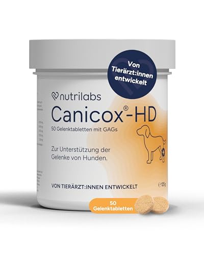 NutriLabs Canicox-HD Gelenktabletten für Hunde 50 Stk. - mit MSM, Chondroitin, Hyaluronsäure, Glucosamin & Teufelskralle - Gesundheitsprodukte für Hunde - Nahrungsergänzungsmittel Hund