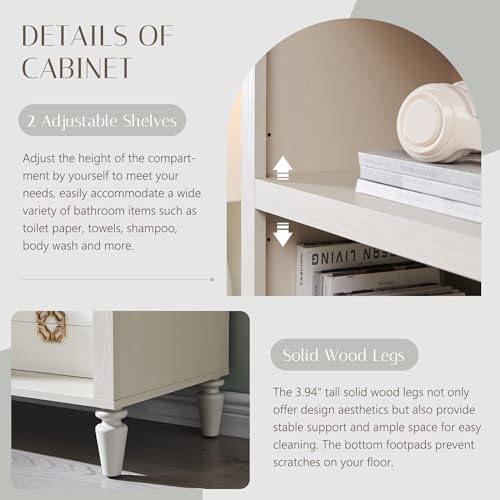 Image of IFBUY 76 inch Arched Bathroom Storage Cabinet, Large Arched Cabinet, Cream