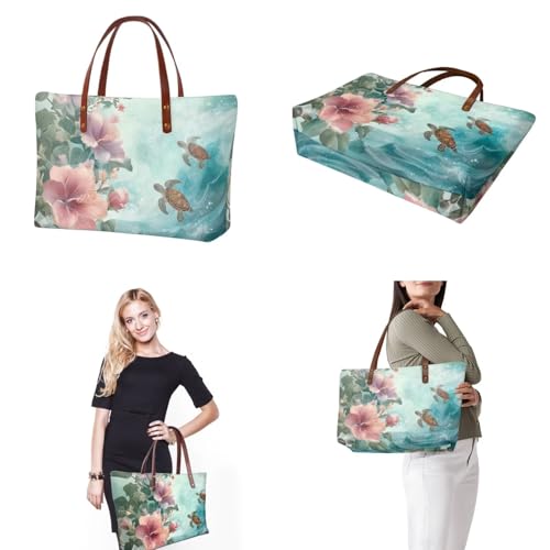 Image of 2PCS Tote Bag for Women Top Handle Purse with Wallet, Hobo Bag Tote Shoulder Bag with PU Cosmetic Bag