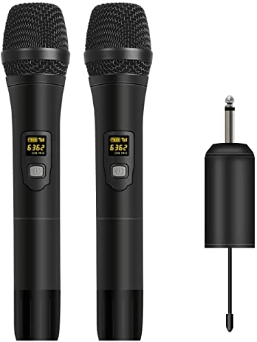 Depusheng W2 UHF Microphone Dynamique Portable Système de Micro sans Fil pour karaoké et fêtes à la Maison sur la Table de mixage, système de sonorisation, etc Cover