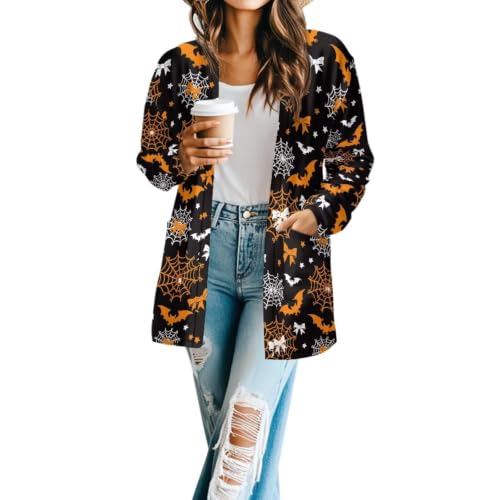Image of Forchrinse Red Ladybug Cardigan for Women Causal Long Sleeve Open Front Cardigans Sweater Fashion 2024 Fall Coat with Pockets