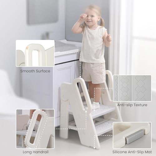 Hoopyosms H-FKDGD Foldable Step Stool For Kids Adjustable 3 To 2 Stool For Bathroom Sink Toddler Toilet Potty Training Stool thumb #2
