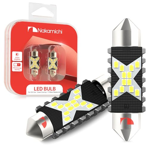 Nakamichi LED Bulb 578 C5W Festoon LED Bulbs CANBUS Error Free 12-SMD 2016 Chipsets 6000K White Replacement for Car Interior Map Dome Courtesy License Plate Lights (Pack of 2) (White Colour, 28mm)