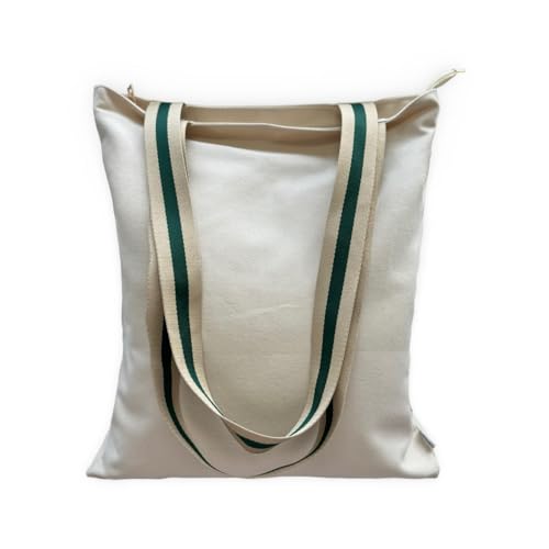 Augbunny 12OZ 100% Cotton Canvas Zipper Closure Lined Reusable Grocery Shopping Bag Beach Bag Daily Casual Multi Purpose Tote