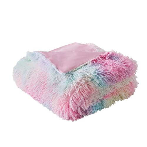 DJDEA Faux Fur Throw Fleece Blanket Fluffy Blanket Plush Super Soft Warm Blanket for Bed Sofa Car Couch (Rainbow, 160 x 200cm)