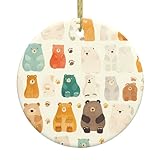 Matériaux de haute qualité : ce pendentif circulaire WHJSSF imprimé ours brun est fabriqué en céramique de haute qualité, léger, bien formé, pas facilement endommagé, résistant à l'usure et fiable, avec des couleurs d'impression claires, ne se décolore pas facilement, et a une longue durée de vie