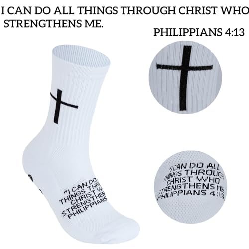 Cross Grip Soccer Socks - Anti-Slip Grips Sports Sock with Bible for US 6-132