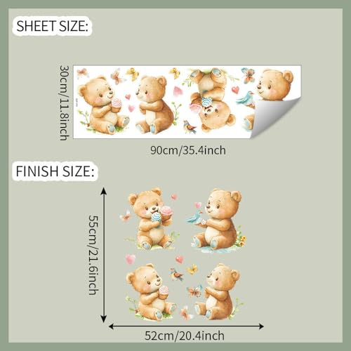 Vinilo Decorativo Ositos Acuarela Removible para Niños miniatura 2