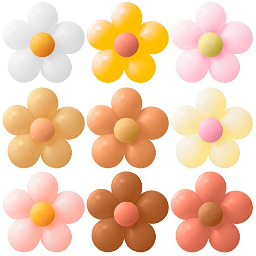 pink and yellow party supplies - A1diee 18 Set Boho Daisy Flower Balloons DIY Kit Orange Pink Yellow Latex Balloon 10 Inch Groovy Retro Hippie Balloons Garland Party Supplies Decor for Baby Shower Wedding Birthday Party Anniversary