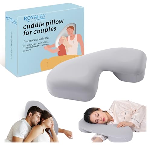 ROYALAY Cuddle Pillow, Adjustable Height Side Sleeper Pillow with Arm Hole for Adults, Memory Foam Neck Support for Couples Relieve Pressure with Washable Cover