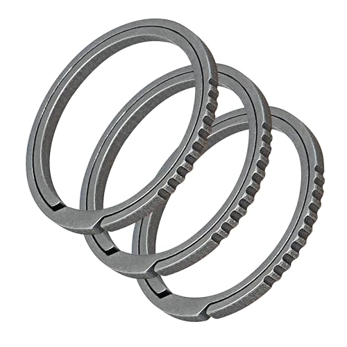 Image of MoHern Titanium Key Rings, 3 Pack Heavy Duty, Large Key Ring for Dog Tag, Side Pushing Quick Release, Durable Round Key Ring