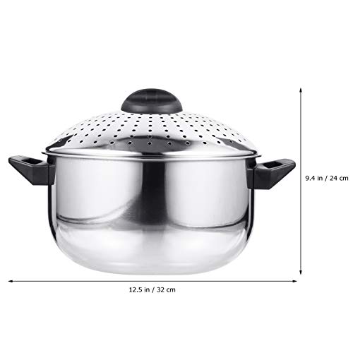 Doitool Stovetop Stainless Steel Pasta Pot With Strainer Lid, Nonstick Spaghetti Pot Noodles Cooking Pot For Cooking Pasta Noodle Veggie Or Sauce, Sliver, 12.5X12.5X9.4 Inch #TOP2