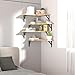 ROMGUAR CRAFT Corner Floating Shelves Wall Mounted Set of 4, Rustic Wood Storage Display Wall Shelves for Home Decor, Bathroom, Kitchen, Bedroom, Living Room, Office (Natural)