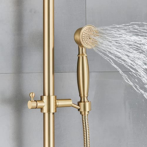 Robinet de douche thermostatique or brossé anti-brûlure à double commande