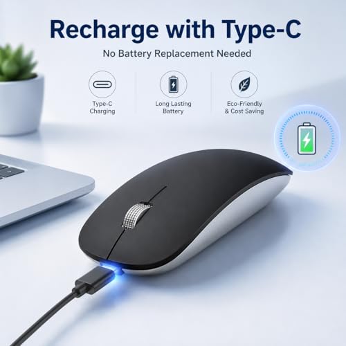 Image of Offbeat - Atom Dual Bluetooth 5.1+5.1 & 2.4Ghz Wireless, Type-C Rechargeable Silent Click Mouse, Triple Device connectivity Windows, Mac, iOS, Android