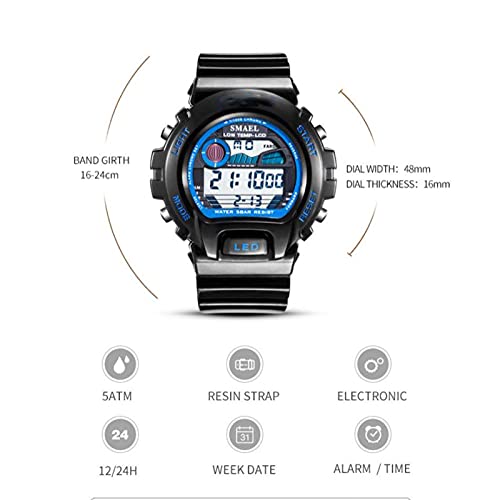 Mens Digital Watch - Sports Military Watches 50m Waterproof Outdoor Chronograph Military Wrist Watches for Men, with Led Back Ligh/Alarm/Date2