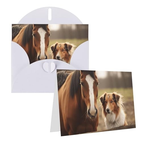 GDSHJKLW Collie Dog And Horse Together 󔒂̃O[eBOJ[h t 4C` x 6C` TL[J[h m[gJ[h @̃J[h zCg NX}X zf[ a  LO