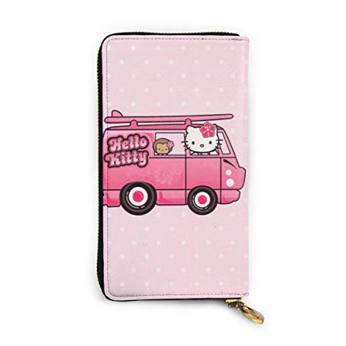 Preisvergleich Produktbild Hello Kitty Geldbörse mit Reißverschluss, Leder, Visitenkartenhalter, Aufbewahrungstasche, Kartenhalter, Organizer, Clutch, großes Fassungsvermögen für Männer und Frauen