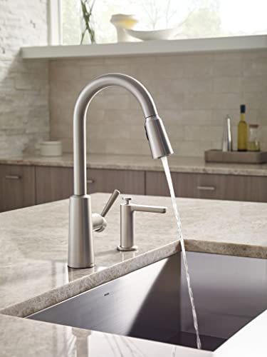 Moen Riley Spot Resist Stainless Pull-Down Spray High-Arc Kitchen Faucet With Reflex And Power Clean, 7402Srs #TOP3