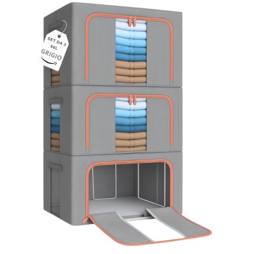 ZenCasa | 3 Scatole per Armadio Rigide con Cerniera da