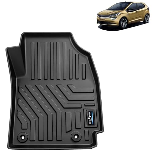 Image of KINGSWAY Accessories Custom-Fit TPE 5D Car Floor Mats Only Compatible with Tata Altroz | Year 2020 Onwards | Set of 3 Pcs | All Weather Anti Slip Foot Mat with Easy Wash | Black | 2 Years Warranty