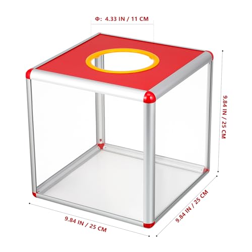 Operitacx Transparent Acrylic Lottery Box 9.84 Inch Square Raffle Ticket Draw Box for Charity Fundraising Voting and Donation Collection - Image 2