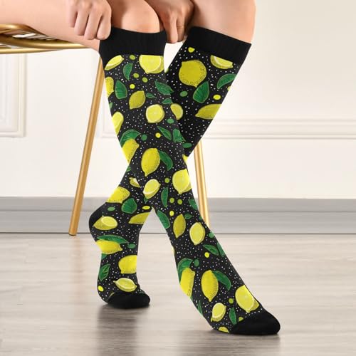 Image of Wusikd Heartbeat Symbol Compression Socks for Women and Men Circulation Black Long Socks for Athletic Running 1