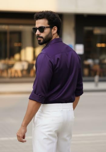 Image of IndoPrimo Men's Stylish Satin Shirt for Party, Formal, Daily and Casual Wear Full Sleeve Shirt for Men