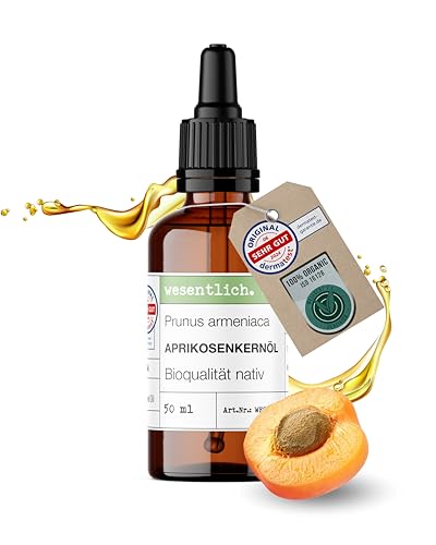 wesentlich. Aprikosenkernöl Bio 50ml mit Pipette | Sanftes Gesichtsöl für empfindliche Haut | 100% Reines Pflegeöl | Kaltgepresst & Vegan