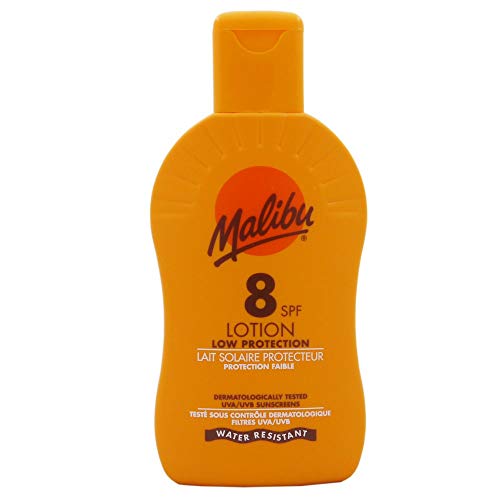 Malibu Low Protection Water Resistant Vitamin Enriched SPF 8 Sun-Screen Lotion Spray with Shea Butter Extract, 200ml