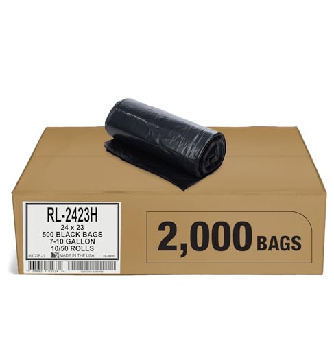 Image of Aluf Plastics T-Tough Roll Pack Low Density Repro Blend Star Seal Coreless Rolls Bag, 7-10 Gallon 1.0 Mil 23 inch Length x 24 inch Width, H Strength, Black (Pack of 2000)