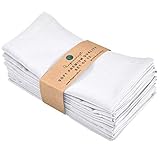 FINGERCRAFT Cloth Napkins, Cotton Linen Mitered Corner Soft Durable Washable Eco-Friendly Napkins Cloth 12 Pack, 18x18 inch Premium Quality for Home Hotel Parties Christmas Wedding Dinner White