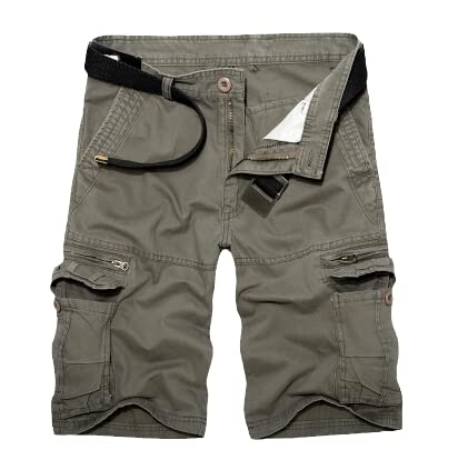CJQJPNZ Summer Cargo Shorts Men Casual Shorts Mens Solid Color Knee Length Multi Pocket Short Pants Man