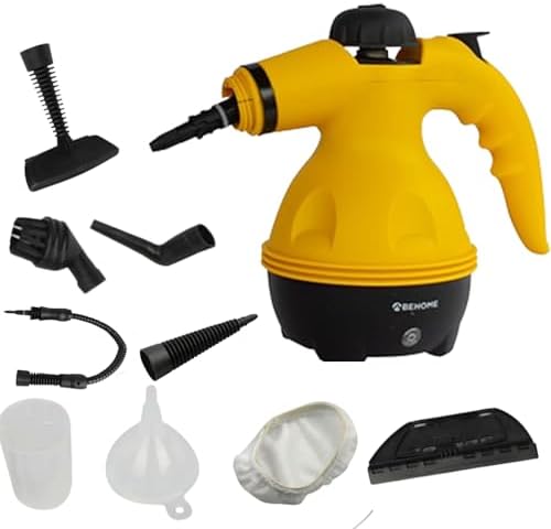 BEHOME Portable Household Steam Cleaner Hand Cleaner 9 Accessories for Cleaning Sofa, Car, Blinds, Handheld Steam Tank 350ml, Removes Mites, Stains, Sterilizes Surfaces BEHOME Portable Household Steam Cleaner Hand Cleaner 9 Accessories for Cleaning Sofa, Car, Blinds, Handheld Steam Tank 350ml, Removes Mites, Stains, Sterilizes Surfaces
