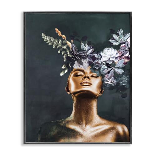 Female Portrait with Succulents Glam, 24 x 30 Inch Framed Giclée Print