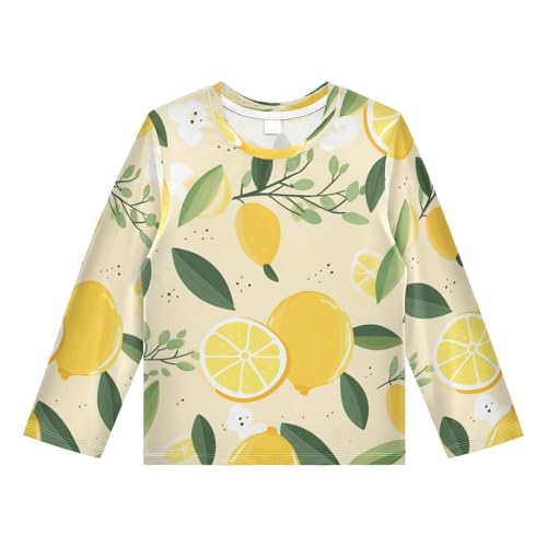 Boys Rash Guard Swim Shirt Long Sleeve UPF+ 50 Sun Shirts Quick Dry Shirt Lemon One for Toddler Kids