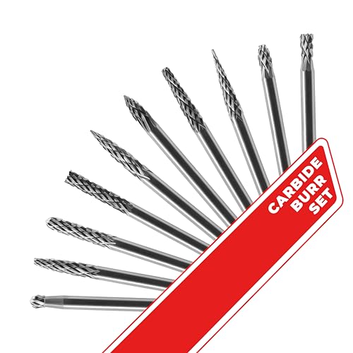 Image of Tungsten Carbide Burr Set 1 /8 (3 mm) Shank, Die Grinder Bits, 20 PC Cutting Burr Bits, Carving Bits for Dremel, Double Cut Rotary Burr Set for Metall Carving, Engraving, Drilling, Polishing