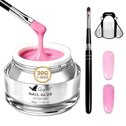 Builder Gel for Nails, 30g Pink Sculpting Gel with Brush &amp; 20 Forms, HEMA-Free Hard Builder for Extensions, Apex Building &amp; Strengthening, UV/LED Cure