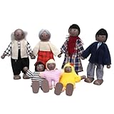 Lifreer Dolls House People, Wooden Dolls House Furniture, Little People House Decor Accessories, Happy Family Furniture Miniature 7 Mini Family for Girls Kids Children Toy Gift