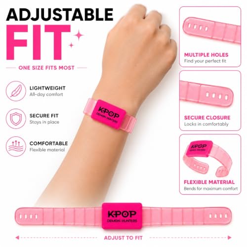 Image of Wanna Party Korean Pop Demon Hunters LED Light-Up Wrist Band for Kids | Pink Translucent Flashing Glow Bracelet | Adjustable Birthday Party, Concert, Dance Event, Return Gift & Party Favour - 1PC