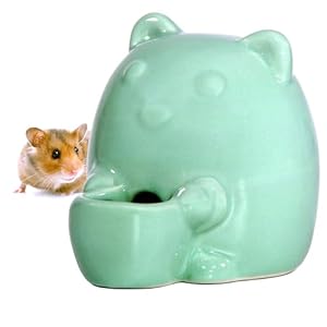 Small Animal Feeding Bowl Hamster Cute Feeding Bowl Automatic Drinker Ceramic Sliding Drinker Pet Water Bowl for Hamster Hedgehog Chinchilla Ferret (Cyan（Feeder）)