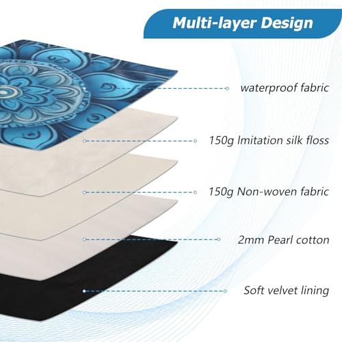 Funda para portátil de 13-14 pulgadas diseño mandala azul impermeable miniatura 4