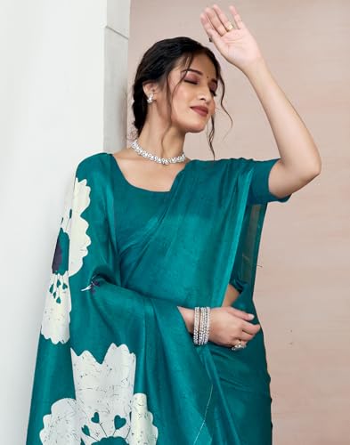 Image of SIRIL Women's Cotton Printed Saree With Unstitched Blouse Piece